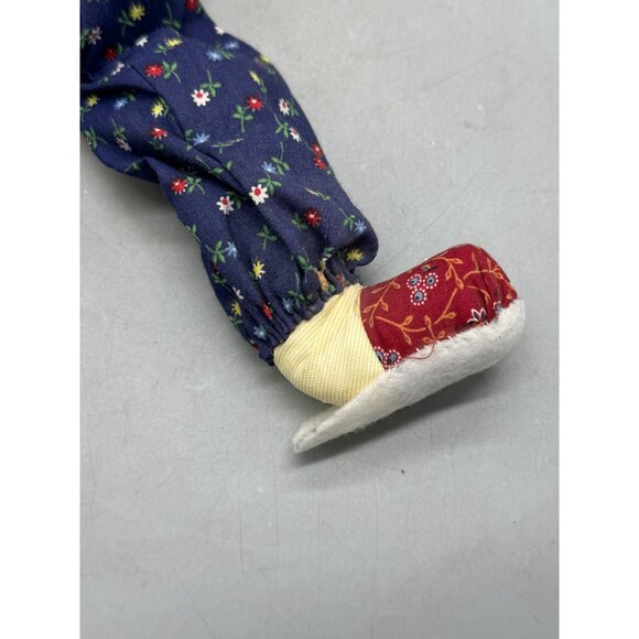 Handmade Fabric Rag Doll With Floral Patterned Clothes & White Felt Hat 12" READ - Picture 8 of 16